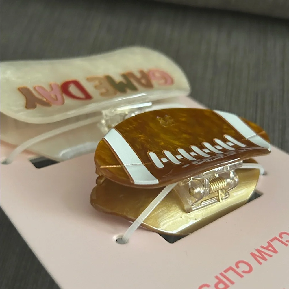 FRASIER STERLING Football Game Day Hair Claw Clips 2 pack NEW